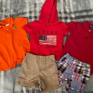 Lot of boys 12 month summer clothes Polo, Lucky, and Janie and Jack.